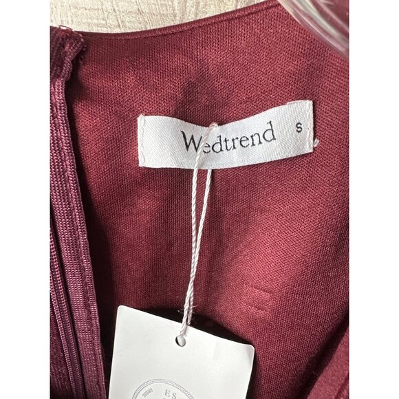 Womens S Burgundy Formal Dress Sequins Lace Bodice Sheer Sleeves Back Zipper - Picture 5 of 11